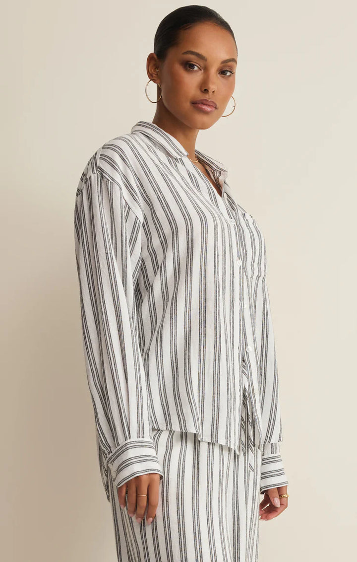 Z SUPPLY: The Perfect Striped Button Up - White