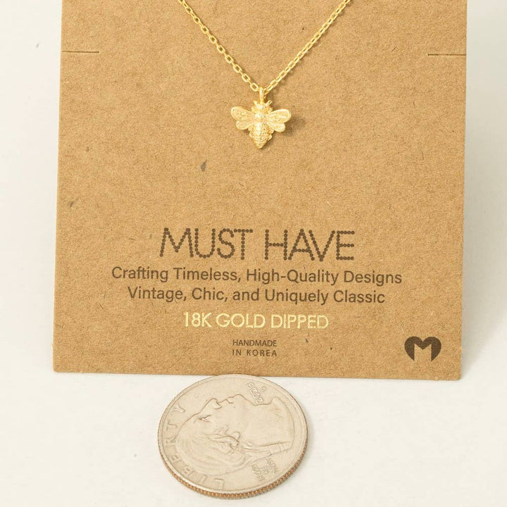 Gold Dipped Mini Bee Pendant Necklace