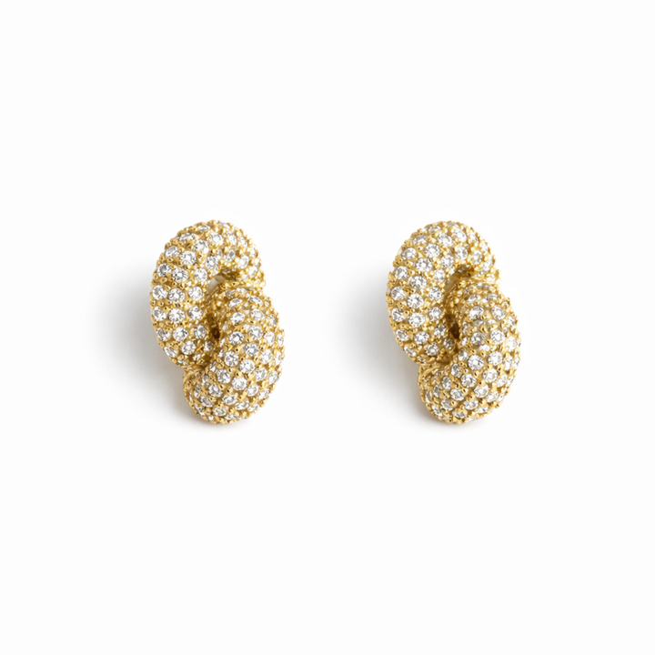 Pavé Loop Statement Earrings – Interlocking Design with Sparkling Detail
