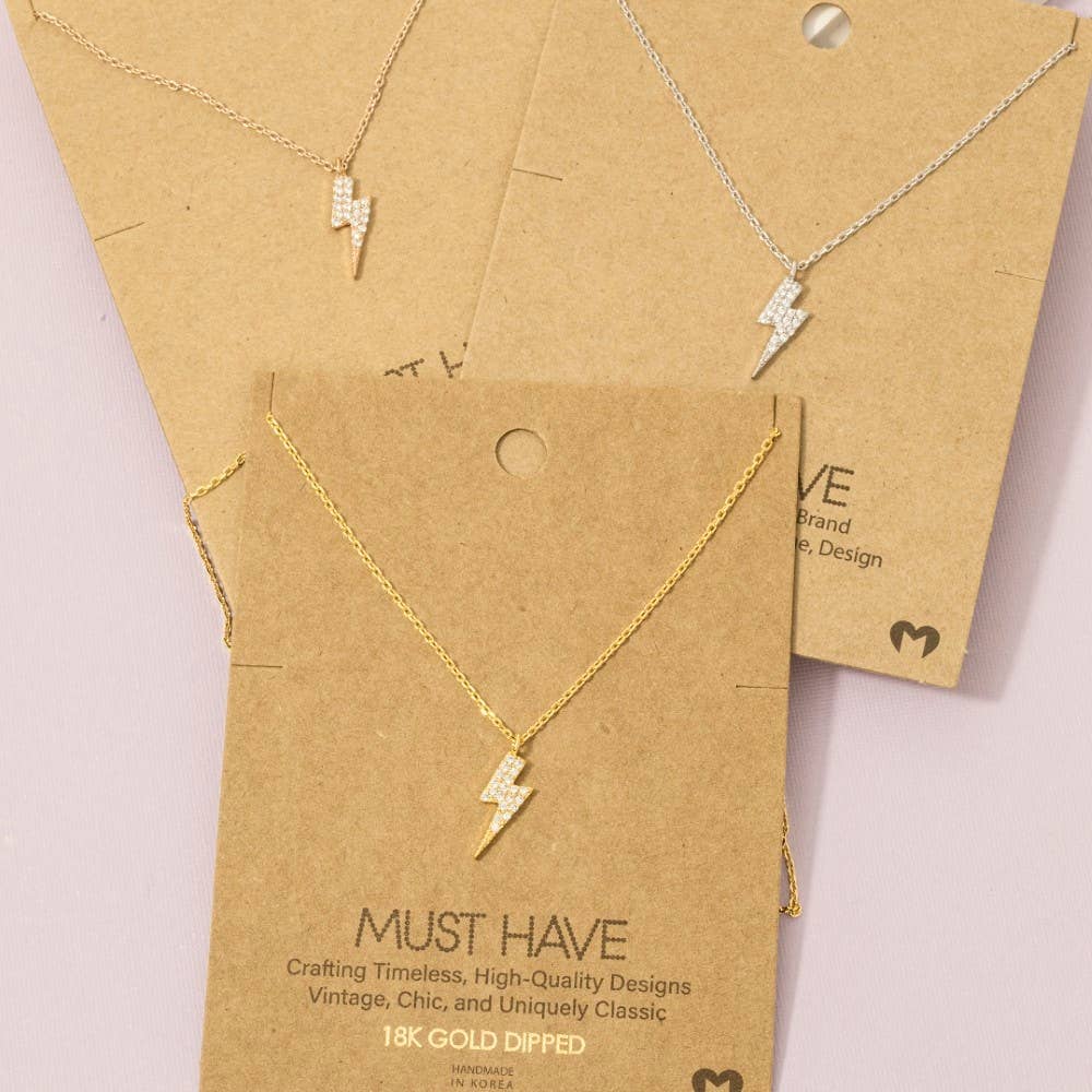 Mini Studded Lightning Bolt Necklace