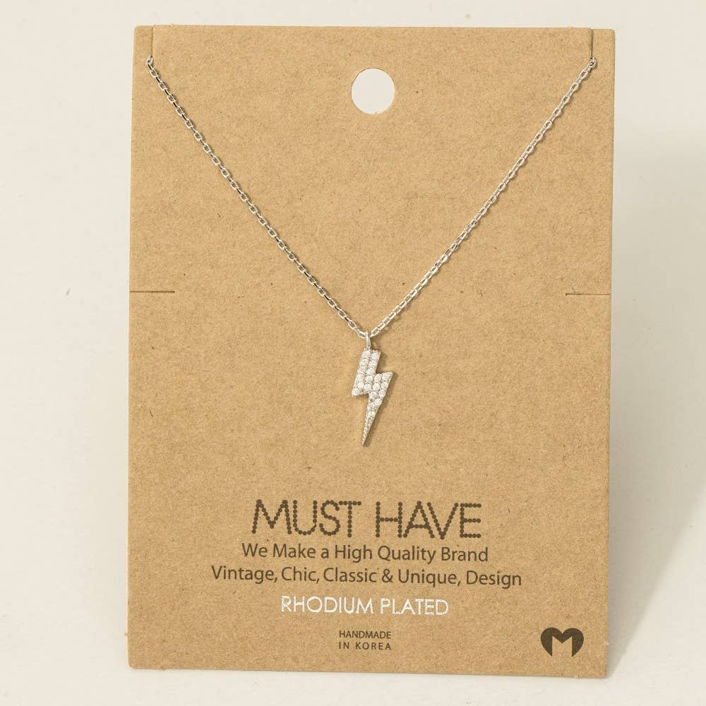 Mini Studded Lightning Bolt Necklace