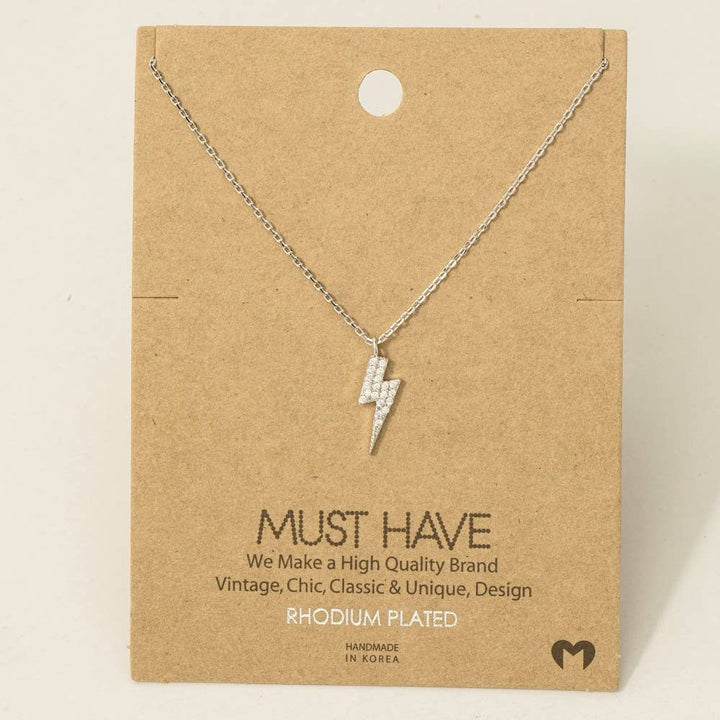 Mini Studded Lightning Bolt Necklace