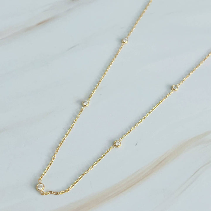 Dainty Bezeled Sparkle Necklace