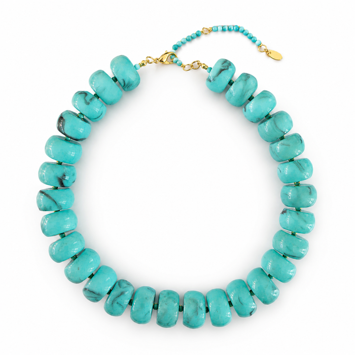 Chunky Resin &amp; Natural Stone Bead Necklace