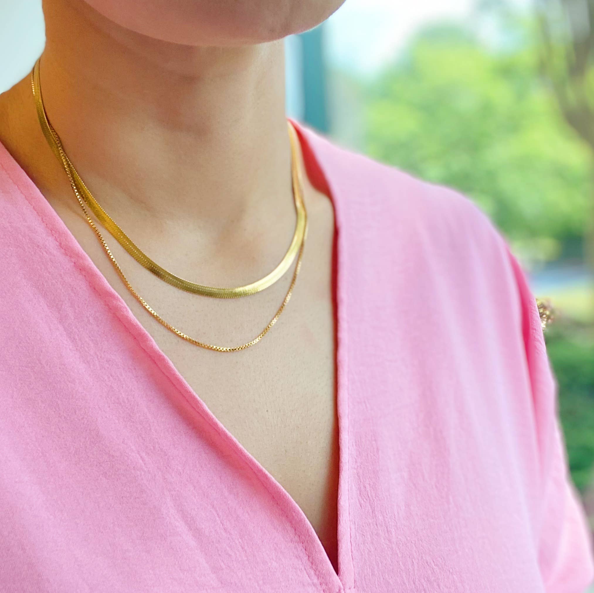 Layered Herringbone Chain Necklace – Zen + Zeus Clothing Co.