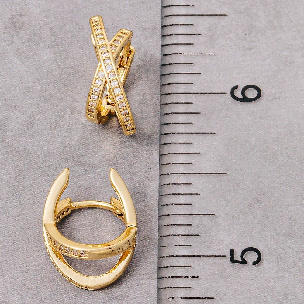 Gold Dipped X Shape Hoop Earrings