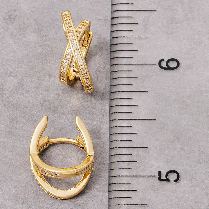 Gold Dipped X Shape Hoop Earrings