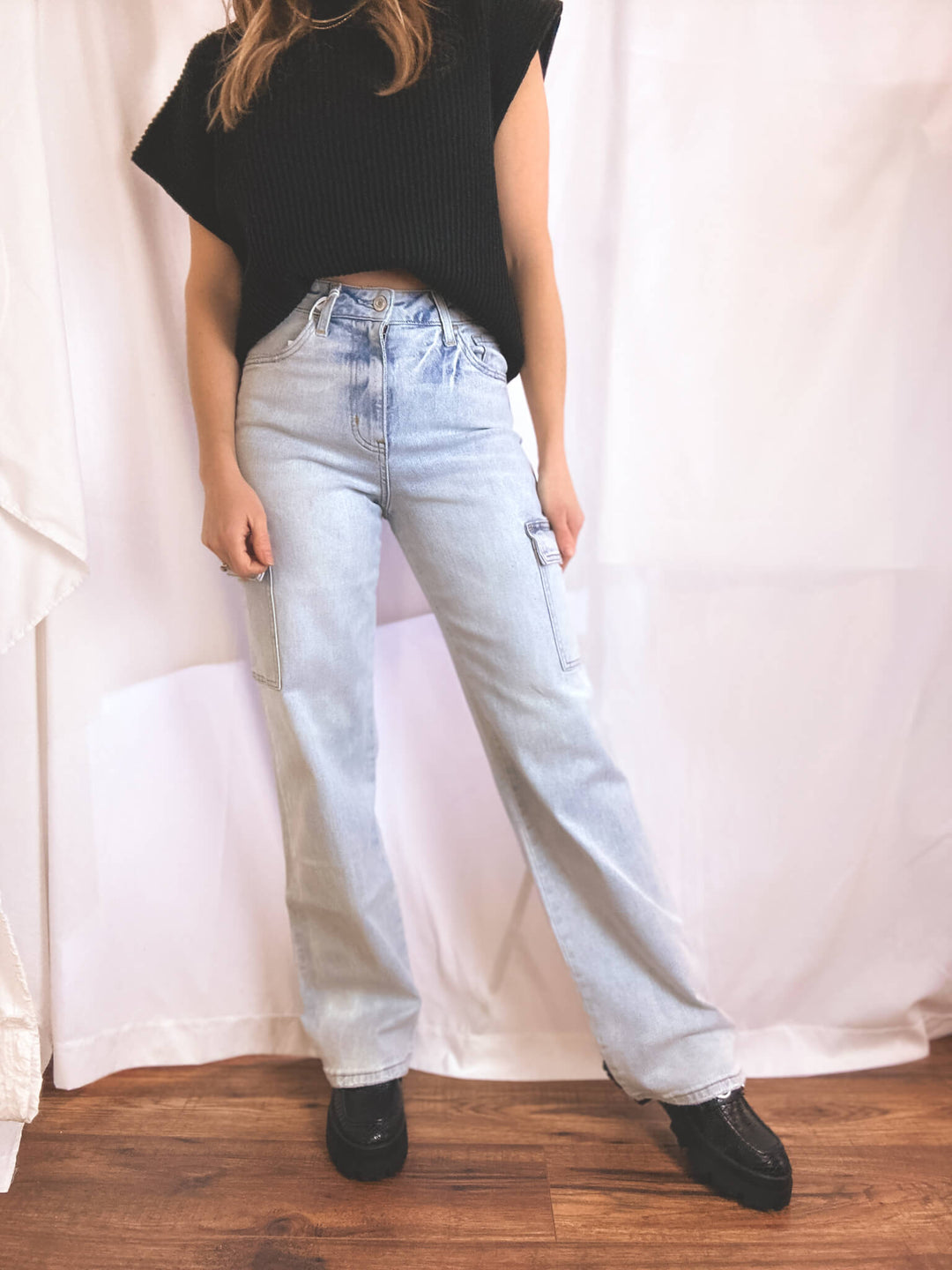 90s Vintage Straight Leg Cargo Stretch Jean