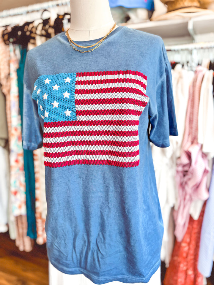 American Flag Puff Graphic Tee