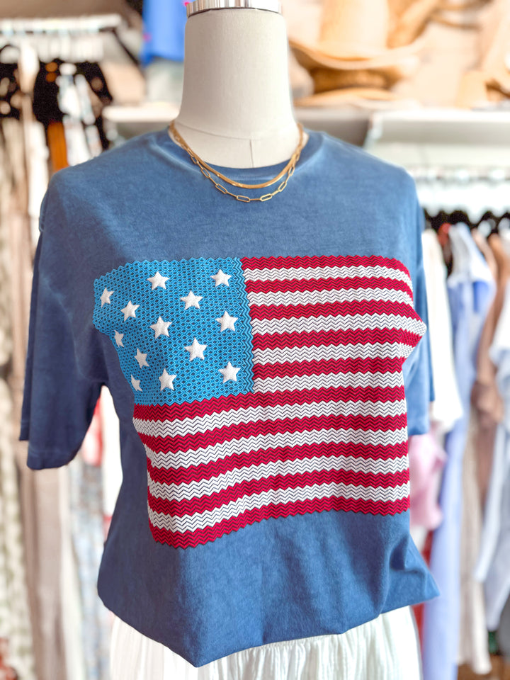 American Flag Puff Graphic Tee