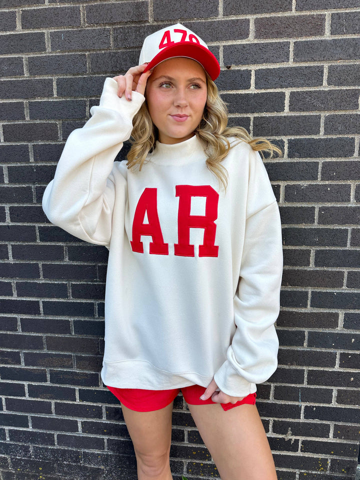 Arkansas Embroidered Mock Neck Sweatshirt