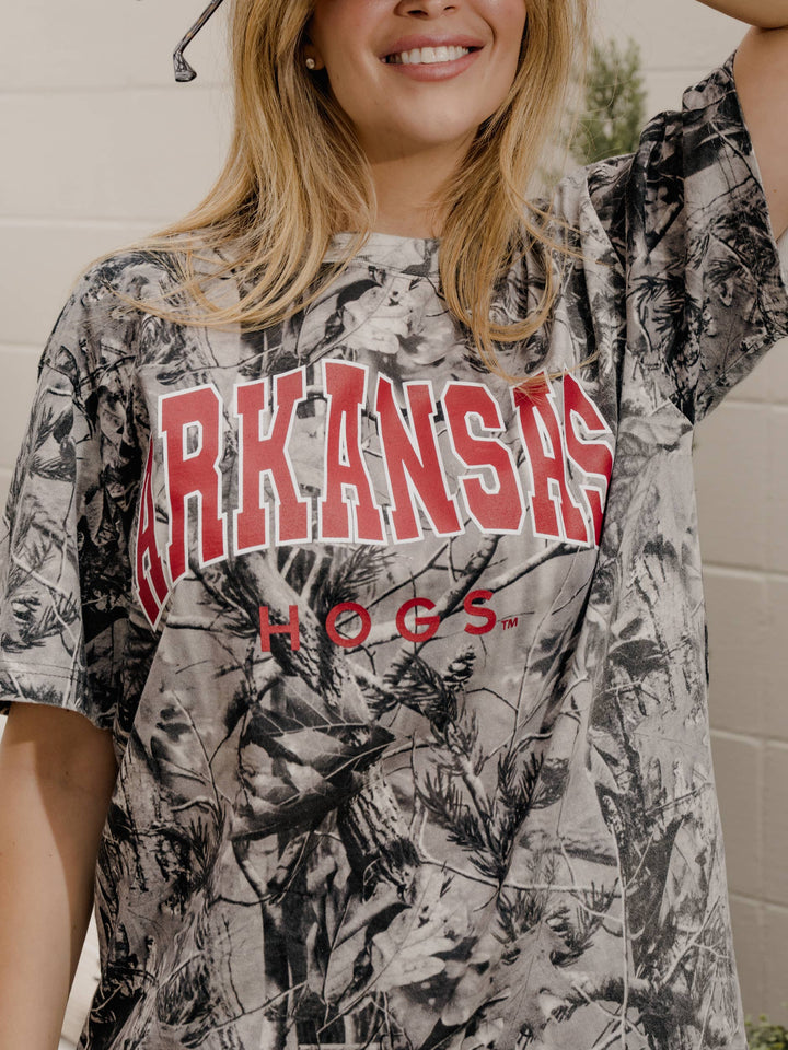 Arkansas Razorbacks Filled Gault Black/White Camo Tee