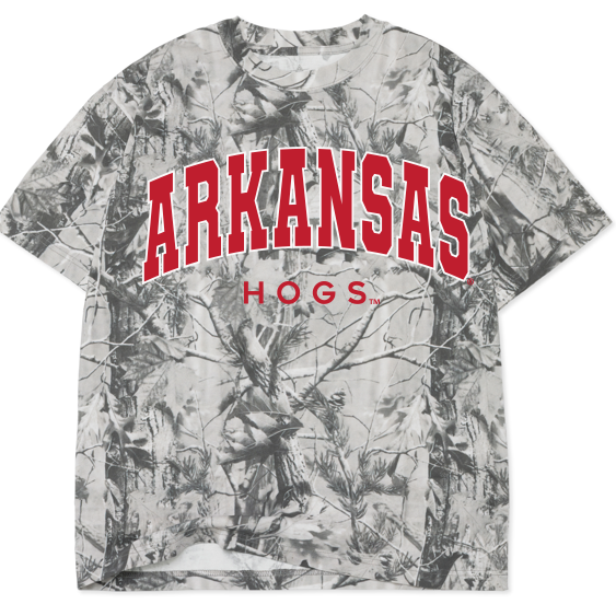 Arkansas Razorbacks Filled Gault Black/White Camo Tee