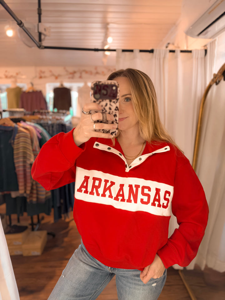 Arkansas Red/White Varsity Pullover
