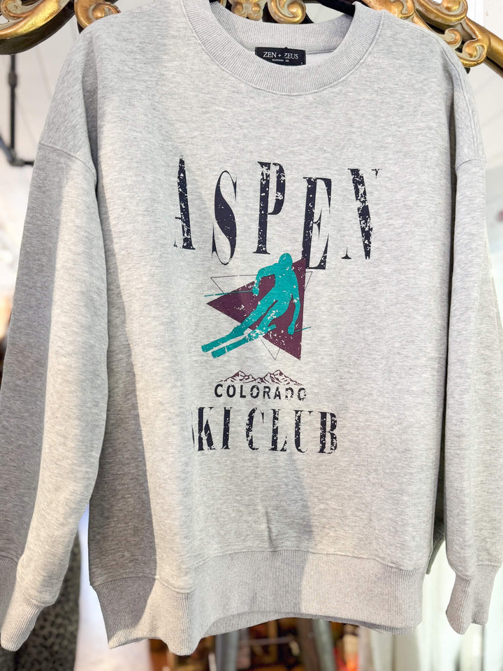 Aspen Colorado Ski Club Graphic Crewneck Sweatshirt