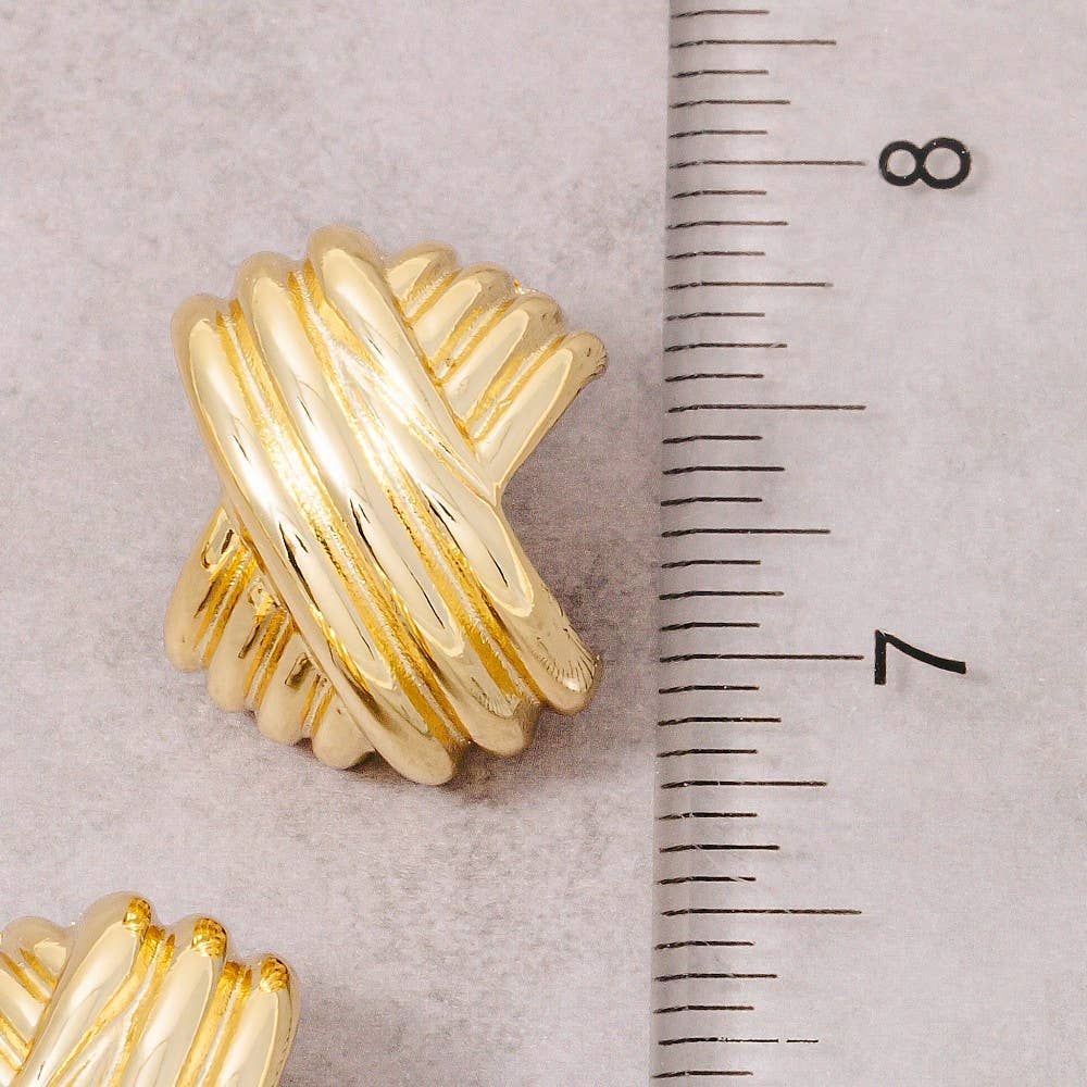 Gold Dipped Hash Weave Hoop Earrings