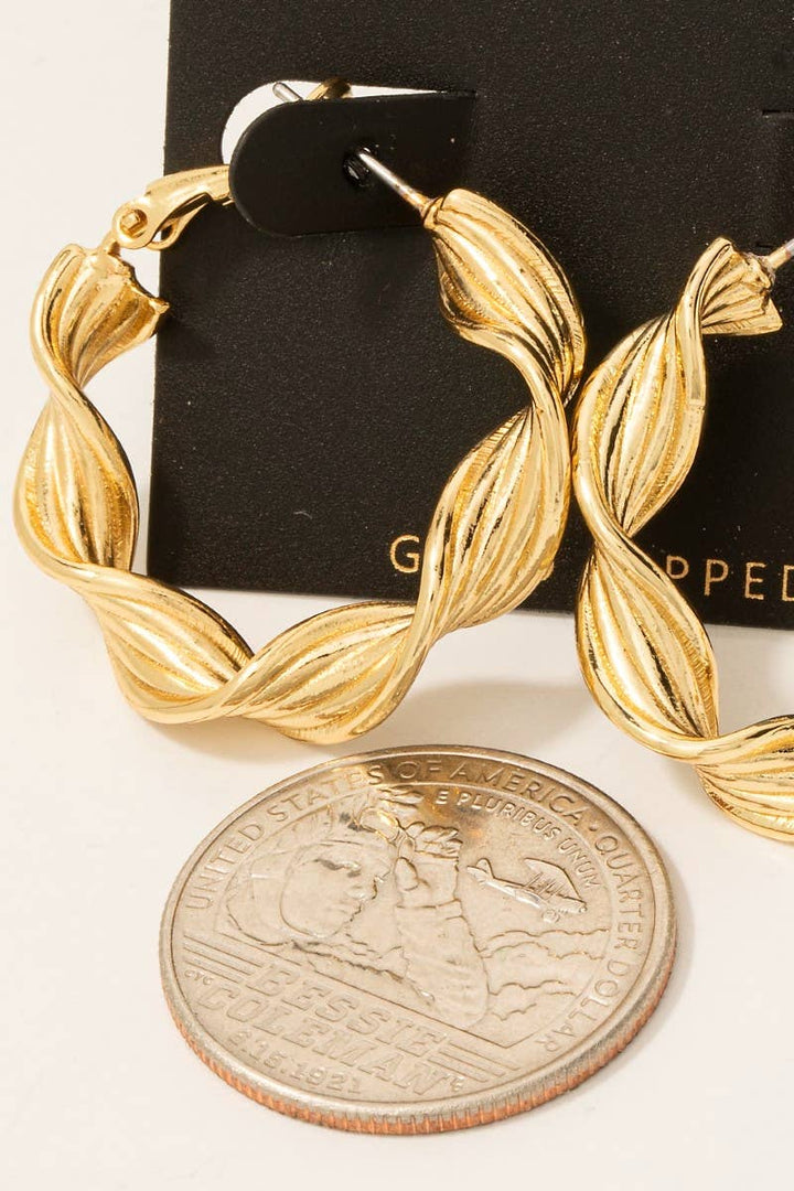 Gold Dipped Twisted Hoop Earrings