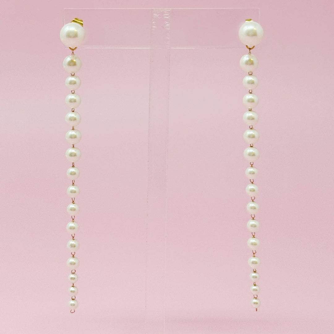 Gradiant Long Pearl Drop Earrings