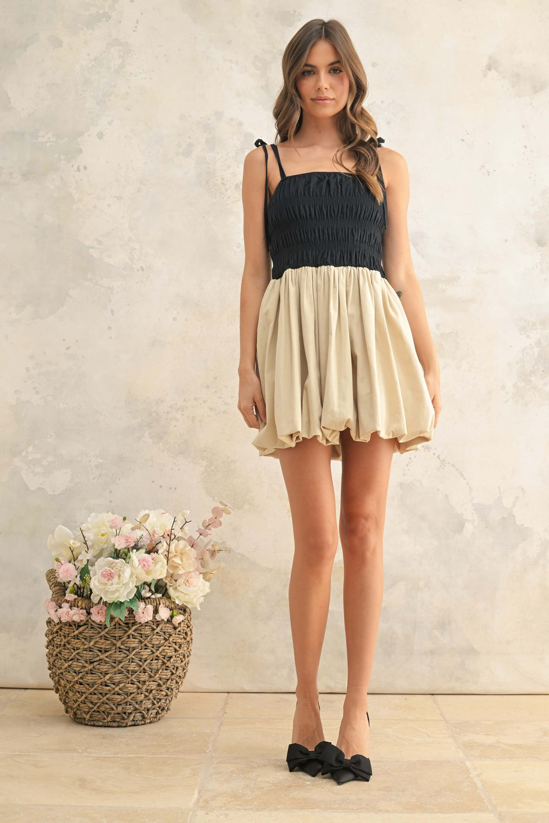 Latte After Dark Balloon Bubble Mini Dress