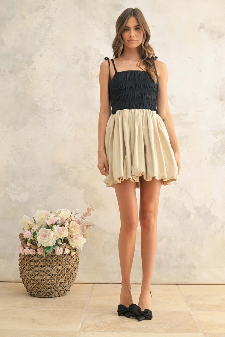 Latte After Dark Balloon Bubble Mini Dress