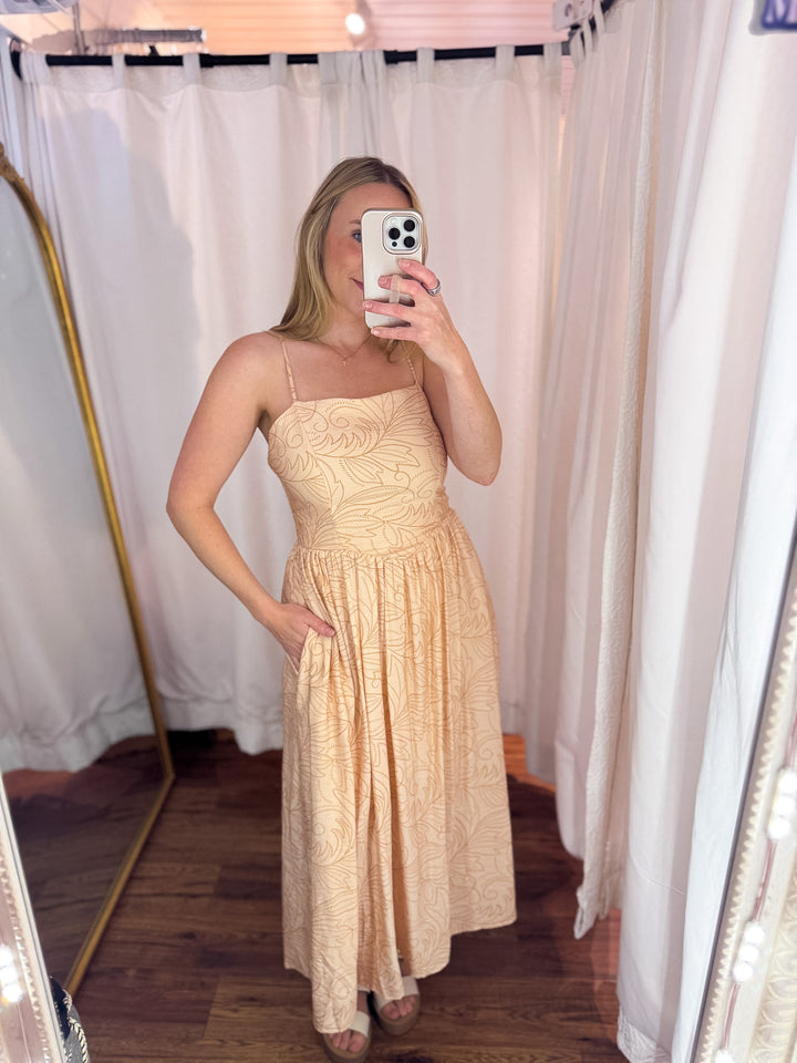 Honey Breeze Basque Waist Sleeveless Midi Dress