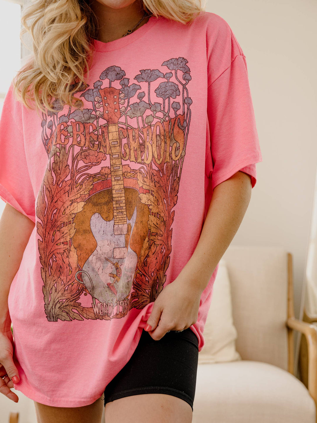 The Beach Boys Psych Hot Pink Thrifted Licensed Graphic Tee