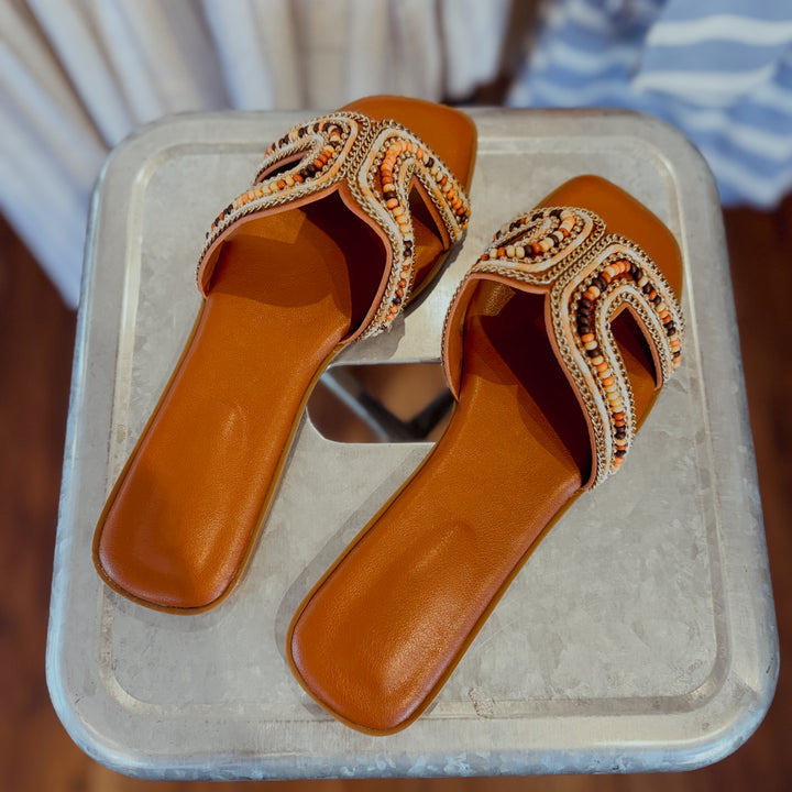 Beaded Slide Sandals