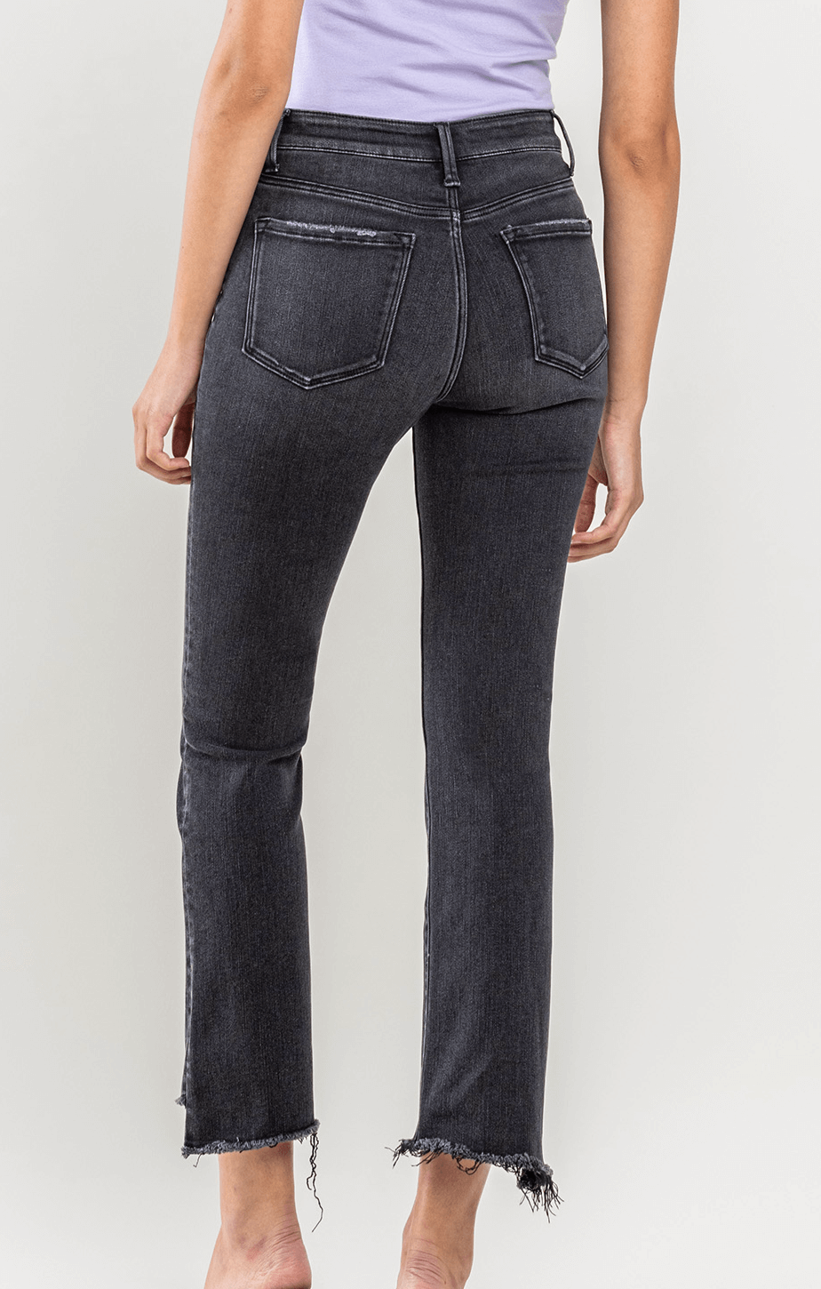 Black High Rise Crop Flare Jeans