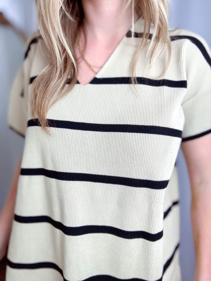 Relaxed Fit Striped Sweater Top