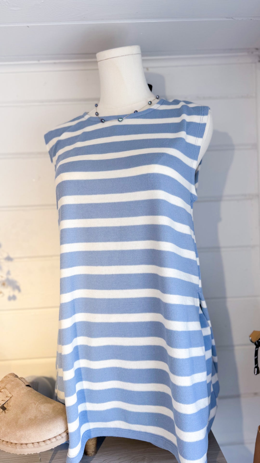 Noa Striped Sleeveless Tunic Top