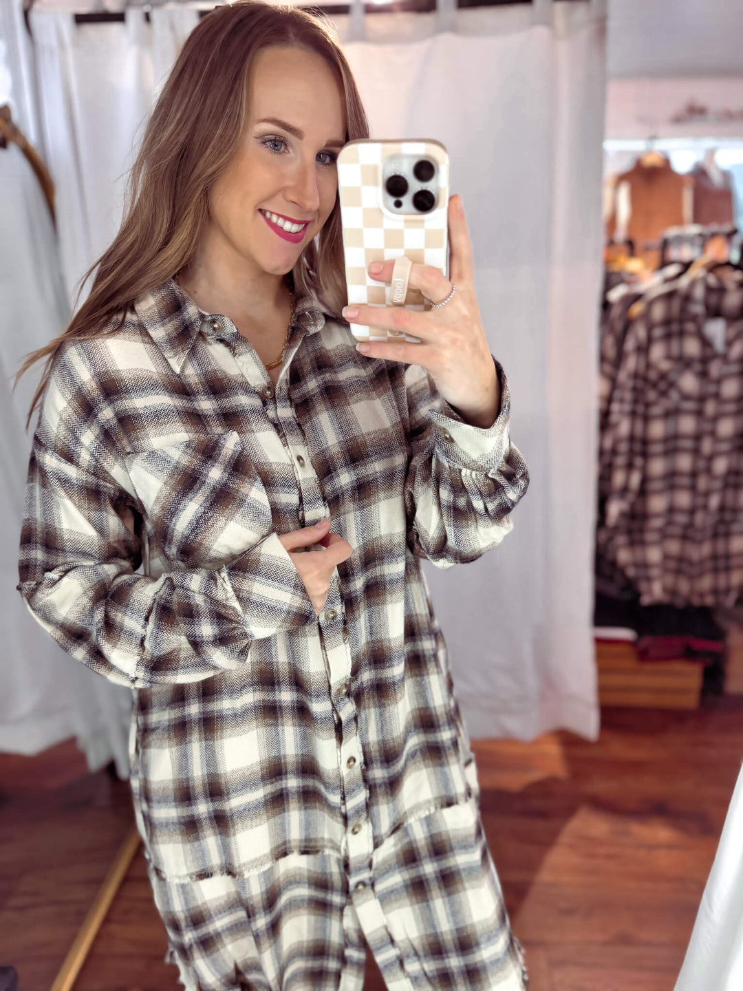 Spice Things Up Plaid Shirt Dress