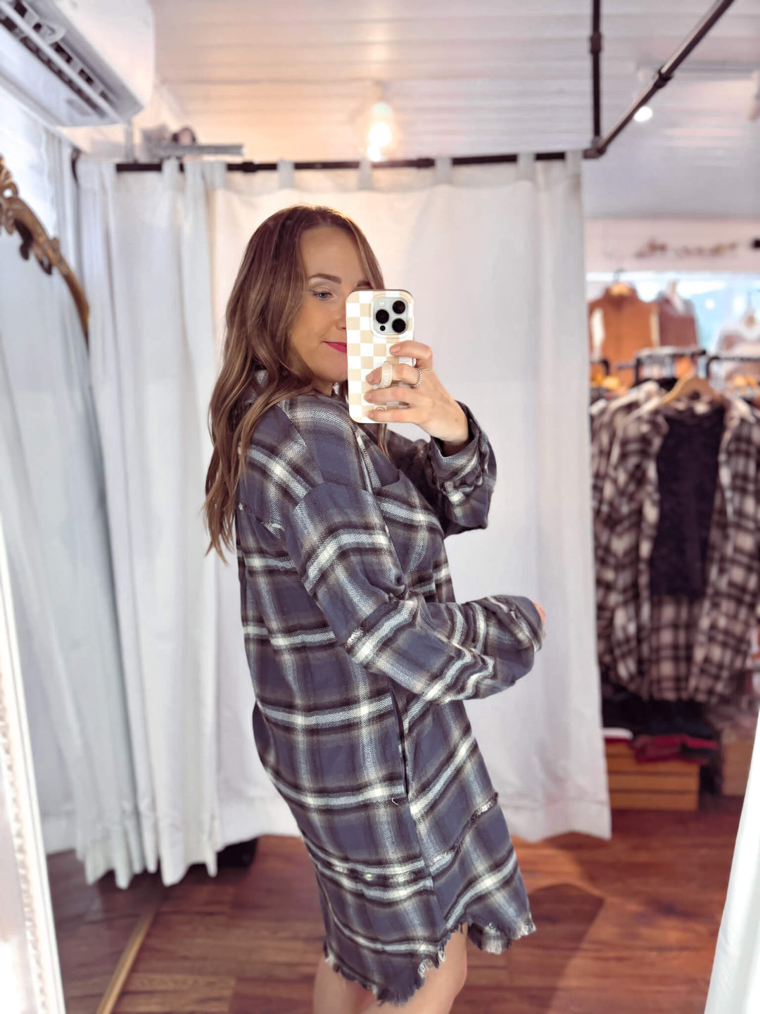 Spice Things Up Plaid Shirt Dress