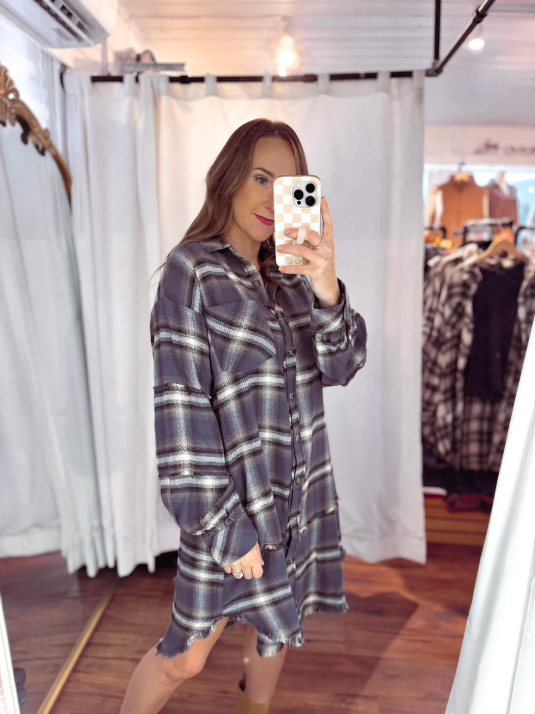 Spice Things Up Plaid Shirt Dress