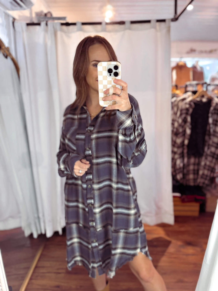 Spice Things Up Plaid Shirt Dress