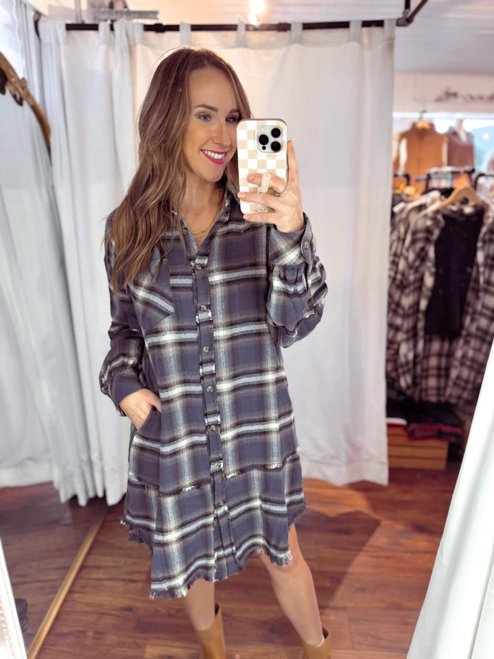 Spice Things Up Plaid Shirt Dress