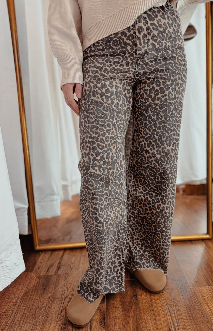 Wild Streak Leopard Wide Leg Pants