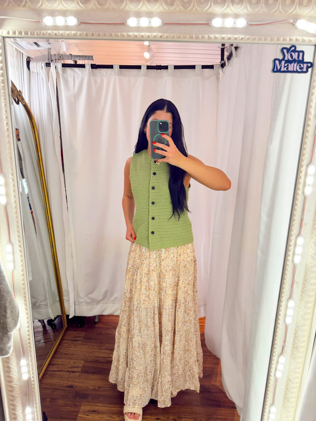 Ivory Meadow Midi Skirt