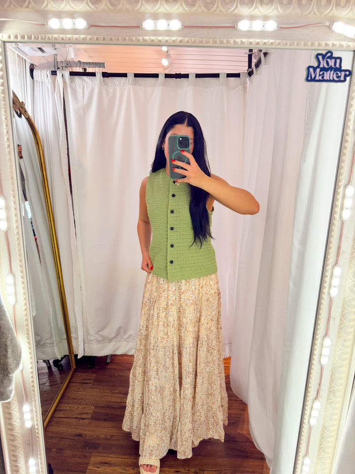 Ivory Meadow Midi Skirt