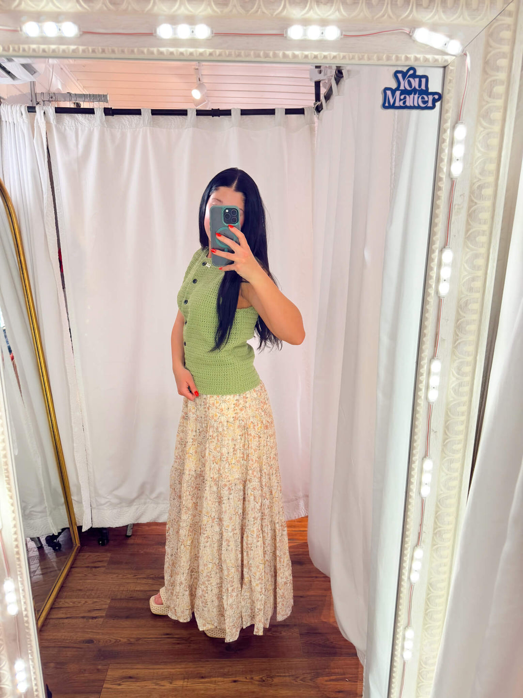 Ivory Meadow Midi Skirt