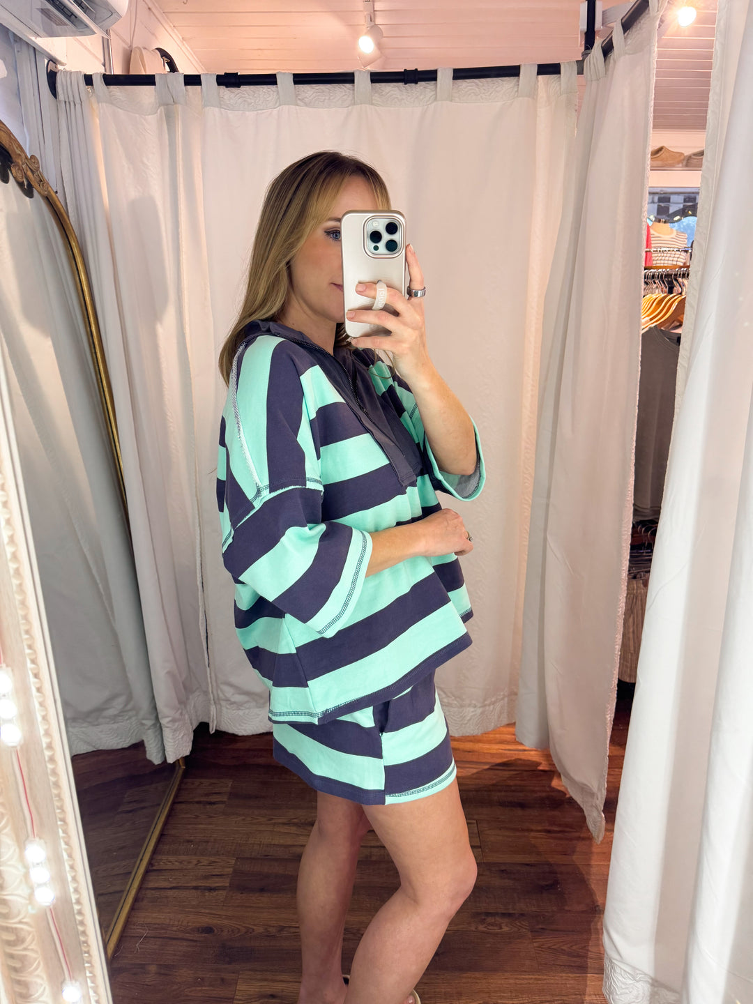 Harbor Club Striped Quarter Zip Top