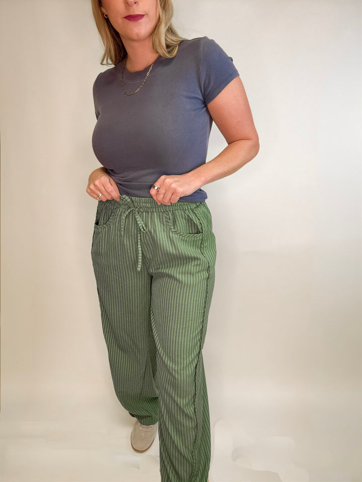 Rowan Striped Barrel Drawstring Pants