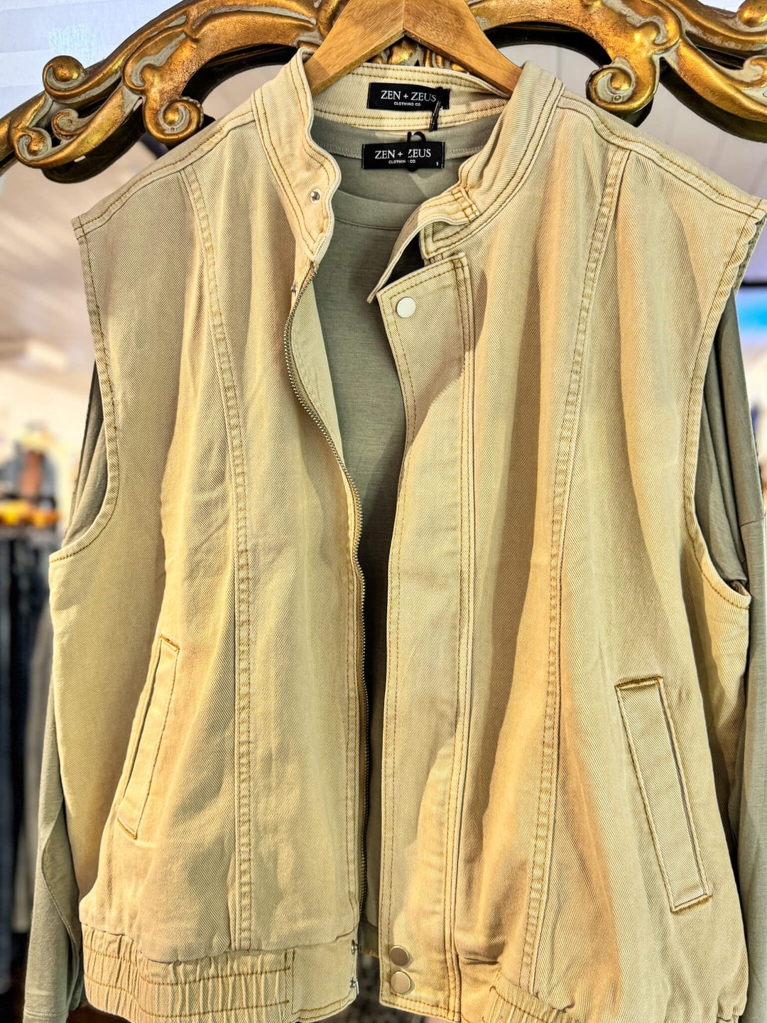 Earthbound Denim Vest in Sandstone