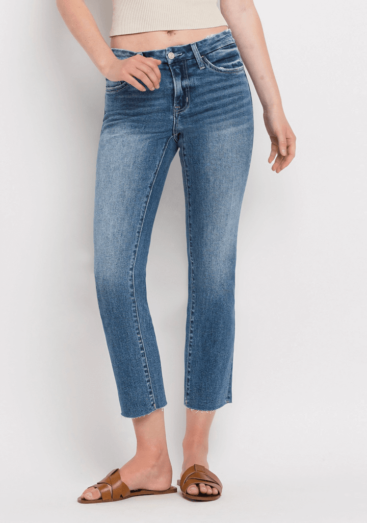 Carlene Mid Rise Crop Slim Straight Jeans