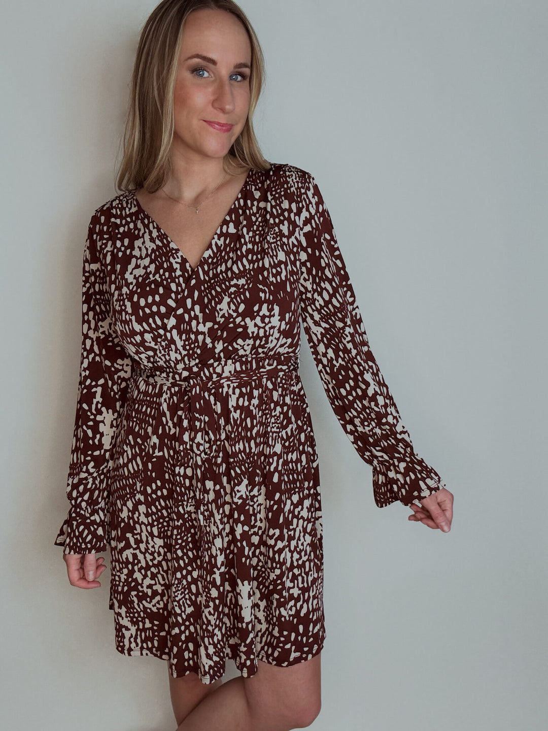 Isabella Abstract Surplice Mini Dress