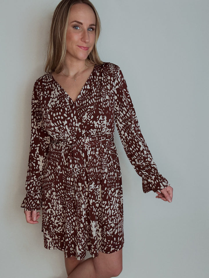 Isabella Abstract Surplice Mini Dress