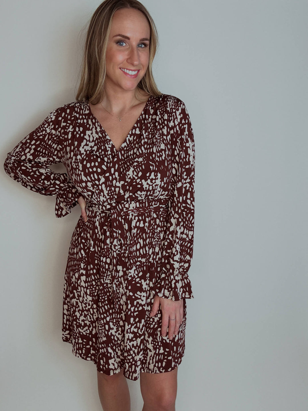 Isabella Abstract Surplice Mini Dress