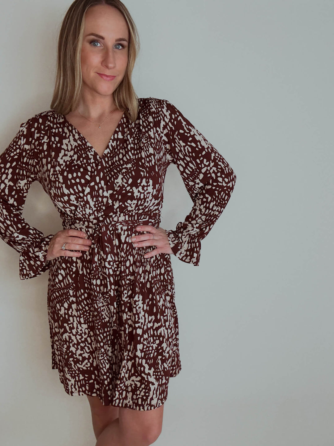 Isabella Abstract Surplice Mini Dress