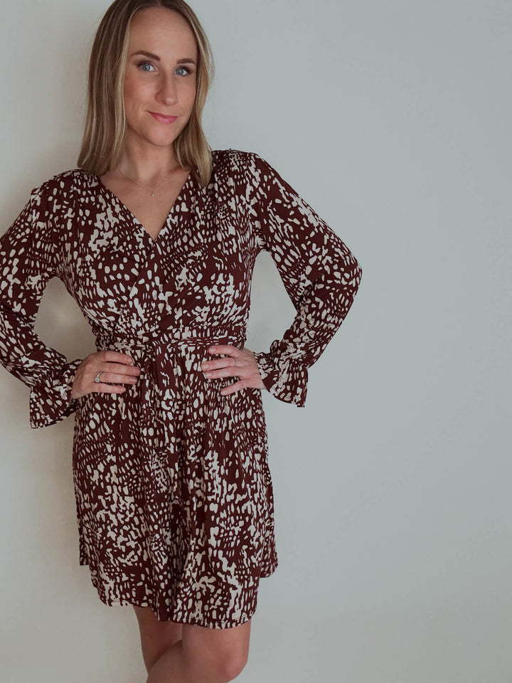 Isabella Abstract Surplice Mini Dress