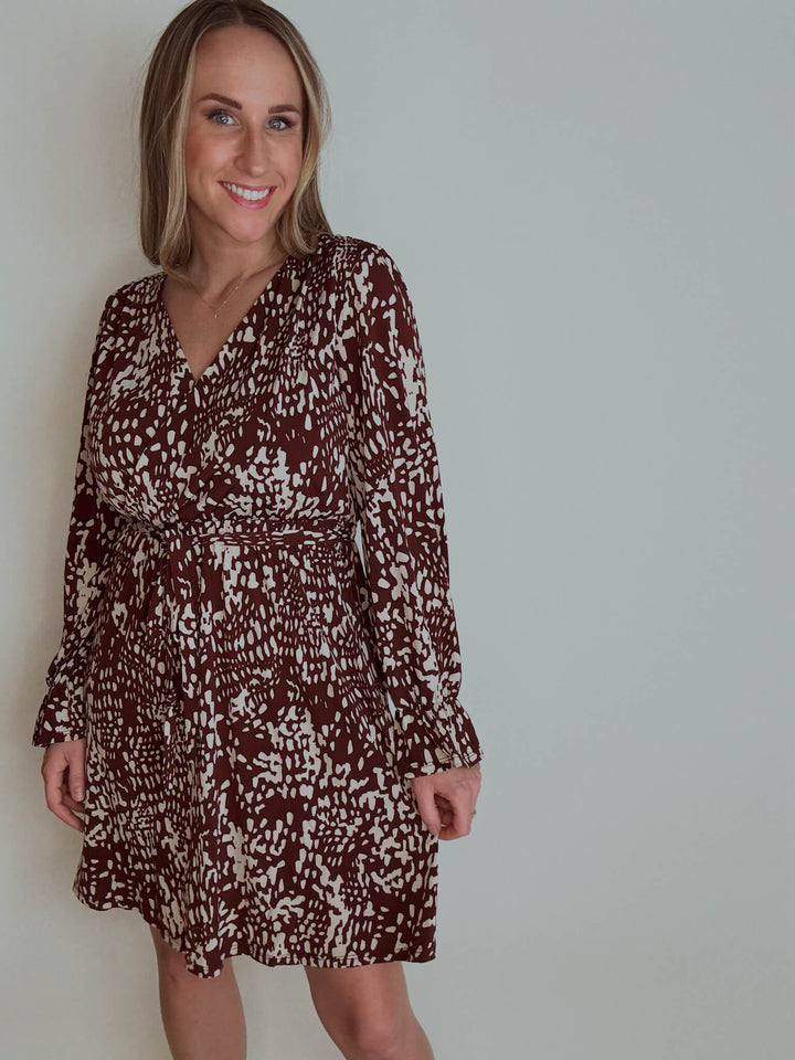 Isabella Abstract Surplice Mini Dress