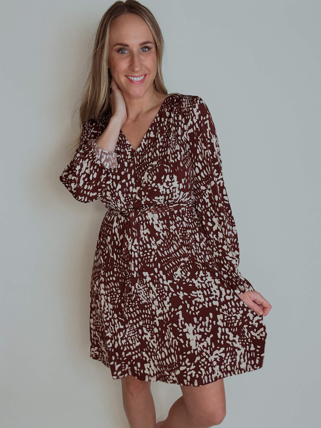 Isabella Abstract Surplice Mini Dress